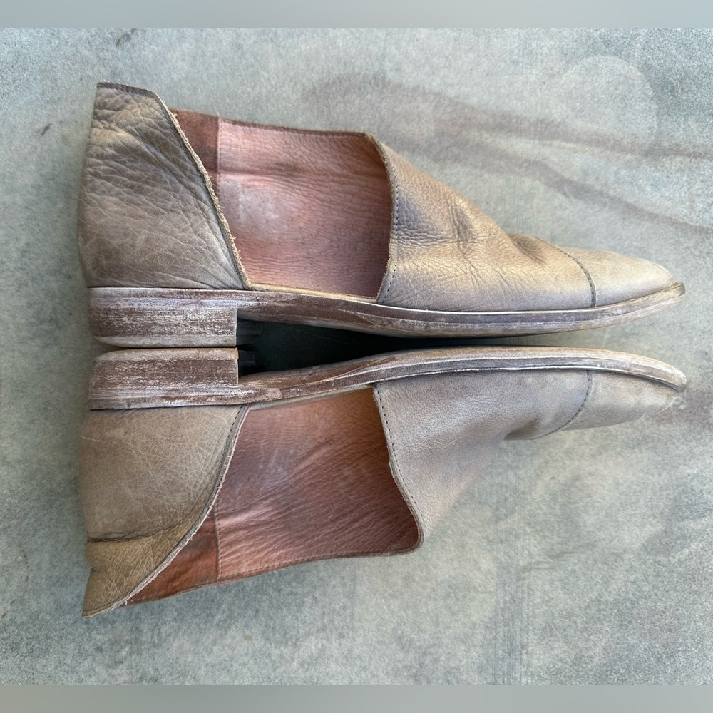 Free People Royale Flat D'Orsay Shoes Taupe Leather Size 37 US 7 - Picture 7 of 11
